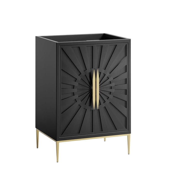 Modway Awaken 24" Solid Wood and MDF Bathroom Vanity Cabinet in Black