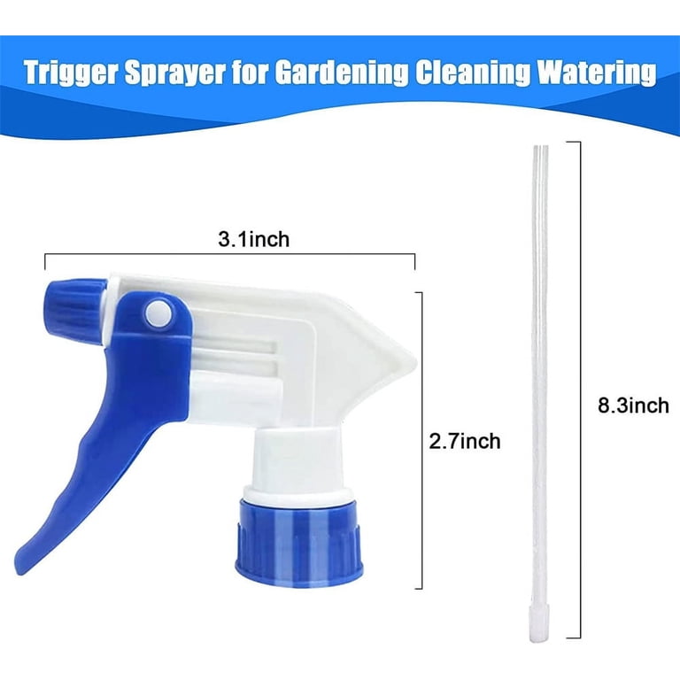 4-Pack Heavy Duty Chemical Resistant Trigger Sprayers – 9.25” Dip Tube, For Bottles