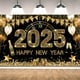 thumbnail image 1 of Fondo de Año Nuevo 2025 Fondo de Año Nuevo Negro y Dorado Banner de Fiesta de Fin de Año Decoración de Fiesta de Nochevieja, 1 of 5