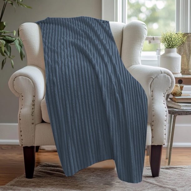 Manta Raschel de doble capa suave y gruesa - manta de poliéster de 70x100 pulgadas para cama y sofá - Azul claro, azul oscuro, rosa, blanco, café, naranja, gris, caqui, verde