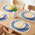thumbnail image 2 of Farmhouse Placemats Set of 6 Woven Placemats for Dining Table Decor Indoor Outdoor Kitchen Table Mat Wipe Clean Blue 17.7x11.8inch, 2 of 6