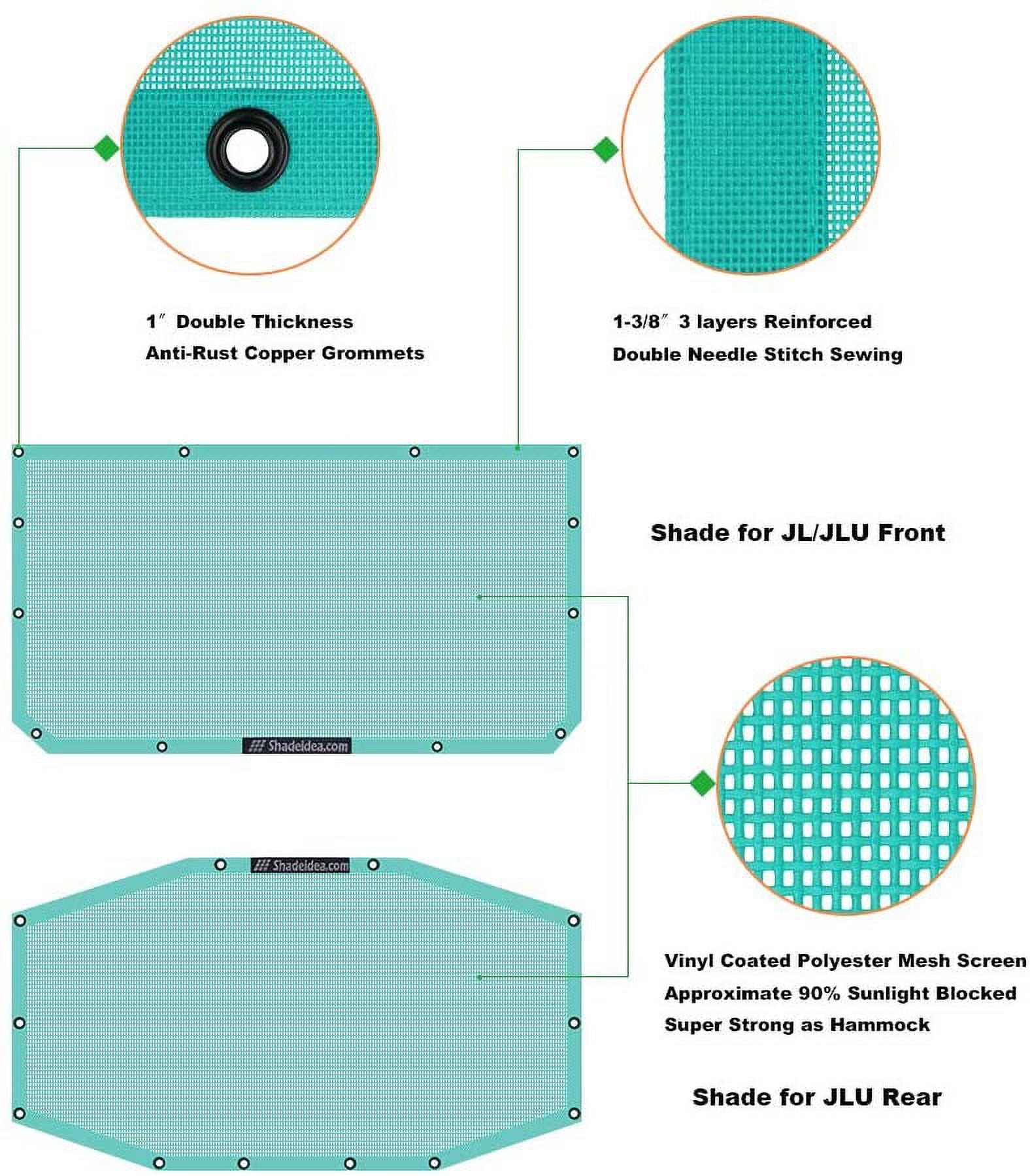 Shadeidea Jeep Wrangler Sun Shade JL Top Sunshade Front and Rear 2 piece-Tiff Blue Mesh Screen Sunshade JLU Unlimited 4 Door 2018-Current New Model Cover UV Blocker with Grab Bag-10 Years Warranty