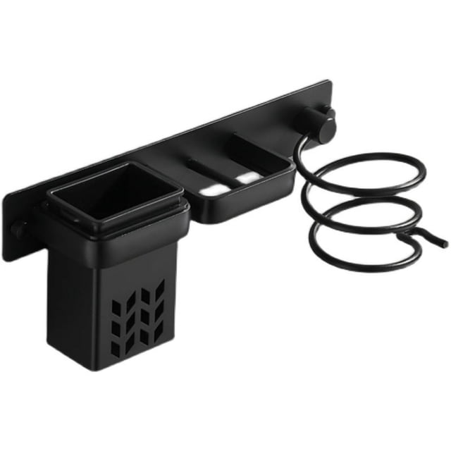 Soporte para secador de pelo, estación de secador de pelo, estante en espiral montado en la pared, soporte, colgador, alisador, organizador, almacenamiento por soplado con agujeros