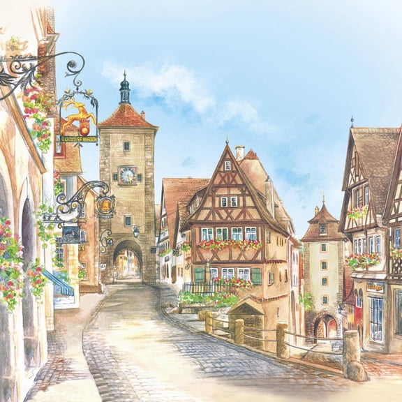 GERM German Ceramic Tile Rothenberg Scene Color