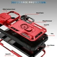 thumbnail image 2 of Military Grade Drop Impact for iPhone 16 Plus Camera Lens Slide Protection Case 360 Metal Rotating Ring Kickstand Holder Armor Shockproof Case For iPhone 16 Plus, Black+Red, 2 of 9