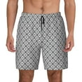thumbnail image 2 of Picia Gray Plaid pattern Mens Swim Trunks with Compression Liner Stretch Beach Shorts Quick Dry with Zipper Pockets No-Chafing Board Shorts-3X-Large, 2 of 9