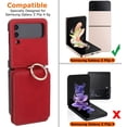 thumbnail image 2 of for Samsung Galaxy Z Flip 4 Case with Card Holder, [Retractable Hinge Cover] All-Round Protection Premium PU Leather Hard PC Back Cover with Ring Wallet Phone Case for Z Flip 4 2022 - Red, 2 of 13