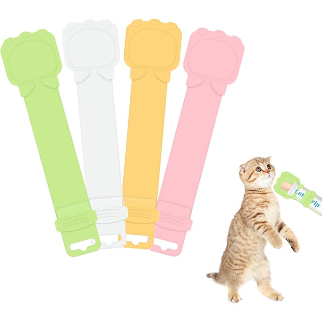 WOLMIK Cat Feed Spoon - 4 PCS Cats Strip Happy Spoons Cat Treat Squeeze Spoons Dispenser Multi-Functional Liquid Snack Feeders Pet Feeding Spoon for Cats Pet Food Feeder for Wet Food & Puree