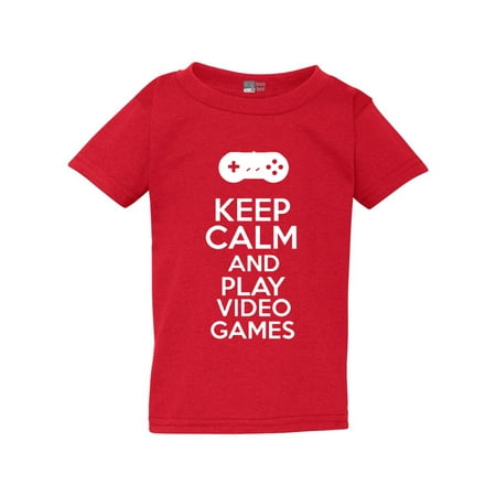 

New Keep Calm And Play Video Games Computer Gamer Funny Toddler Kids T-Shirt Tee
