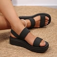 thumbnail image 7 of Pennysue Women's Platform Wedges Sandals Black Elastic Ankle Strap Sandals 8M, 7 of 7