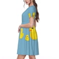 thumbnail image 2 of Rateoe Cute Ducky Pattern Women’s Short Sleeve Dress – Casual Elegant Summer A-Line Dress for Everyday Wear, 2 of 6