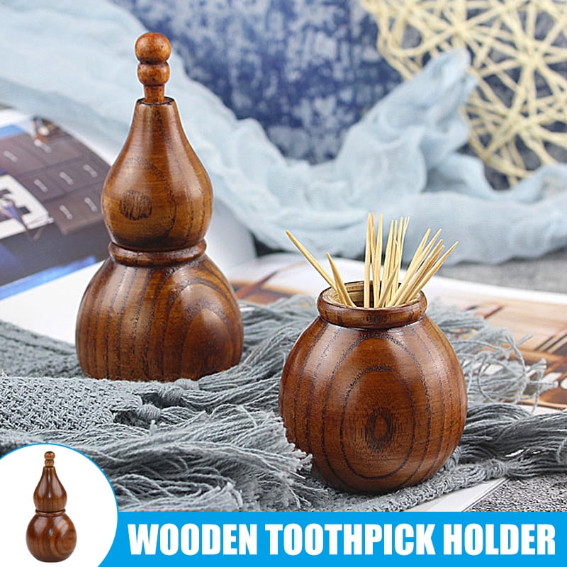 Wood Wooden Gourd Toothpick Holder Case Box Container Crafts Home Supply S 