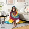 thumbnail image 4 of Wearable Blanket,Colorful Rainbow Tie Dye Spiral Pattern Hooded Wearable Flannel Blanket for Adults & Teens,Winter Poncho Shawl Wrap Cape Cozy Anti-Pill,50"x60", 4 of 5