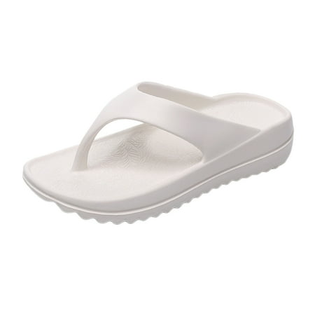 OJSFQUFP Lazy Shoes Women s Orthotic Flip Flops with Arch Support Soft Thong Pillow Sandals Waterproof Sandals for Women White 39