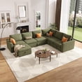 thumbnail image 4 of Sectional Sleeper Sofa with Pull Out Bed, Corduroy Modular Sectional Sofa U Shaped 7 Seat Couch with Pull Out Couch and Storage Seat & Ottoman, Convertible Couches for Living Room, 4 of 8