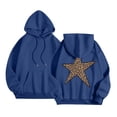 thumbnail image 5 of NinXxx Women's Star Print Leopard Hooded Sweatshirt Streetwear Pullover Blue XXL, 5 of 6