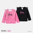 thumbnail image 7 of Barbie Girls Long Sleeves Tee Letter Star Print Mesh Panel Crewneck Pullover Outfits Sizes 2-6, 7 of 7