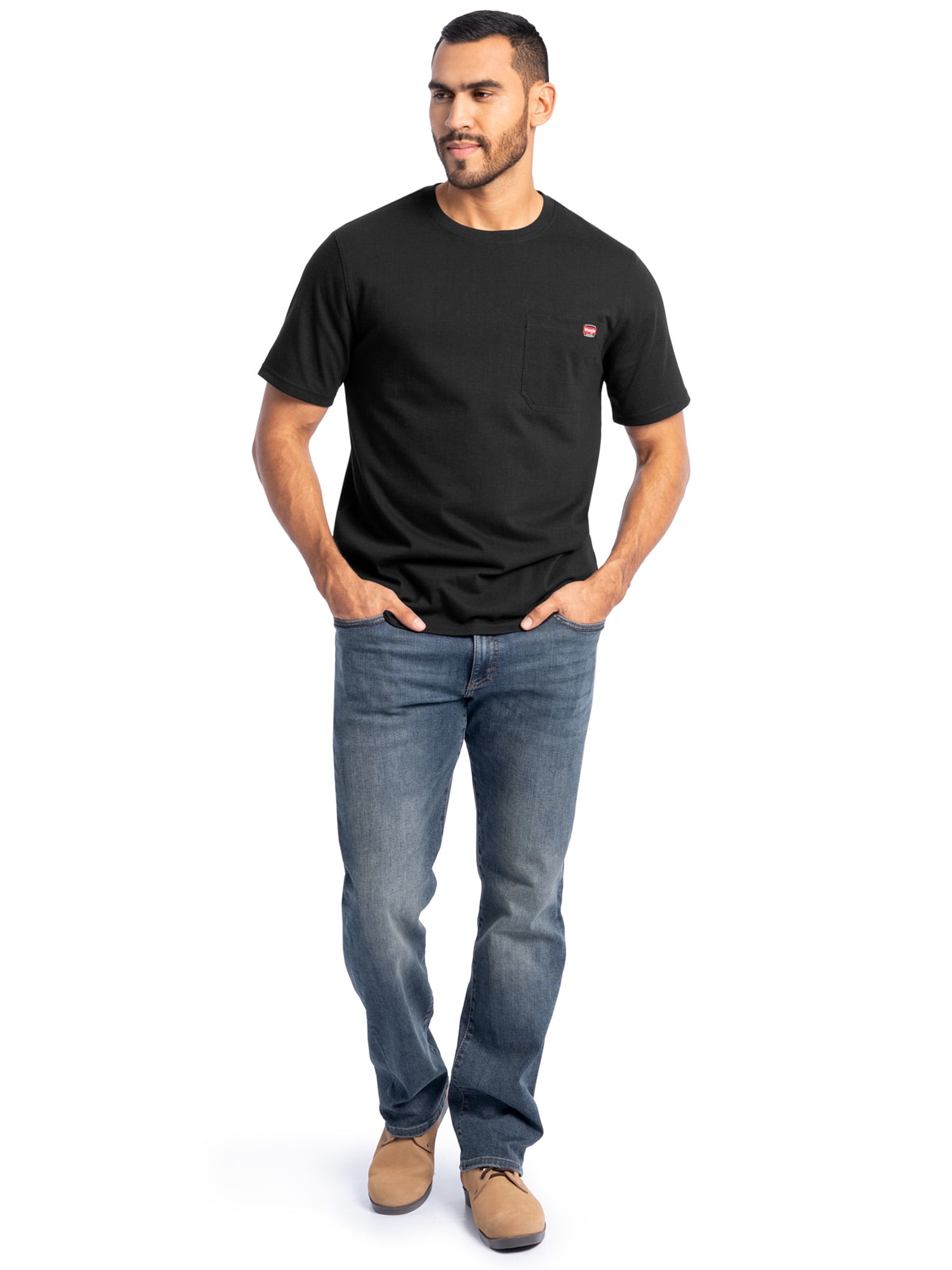 Wrangler Workwear Men's Short Sleeve Heavyweight Pocket Crew Work Shirt, size S-2XLT