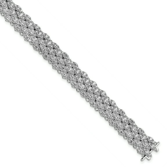 Primal Silver Sterling Silver Cubic Zirconia Mesh 6.75 Inch Bracelet