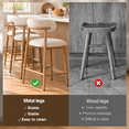 thumbnail image 5 of Bar Stools with Back Sets of 2, LEGAHOME 26"Counter Height Bar Stool, Modern Farmhouse Upholstered Bar Stool Chairs Set of 2 with Curved Back & Wood-Grain Metal Legs for 34"-39" Kitchen Island, 5 of 7