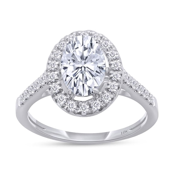 AFFY 1 1/4 Carat Oval & Round Shape IGI Certified Lab Grown Diamond Halo Engagement Ring For Women In 10K Solid White Gold Jewelry (1.25 Cttw) - 5