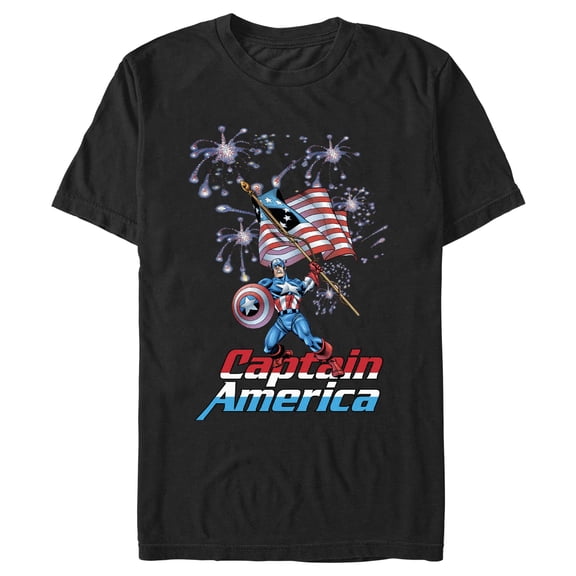 Men's Marvel Captain America Fireworks Graphic T-Shirt