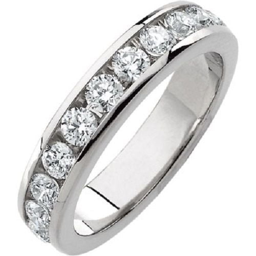 Platinum 1.65ct Round Cut Diamond Anniversary Wedding Band, Size 6, Channel Set, 1 6ct each by