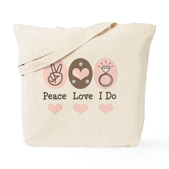 CafePress - Peace Love I Do Bride Tote Bag - Unisex Canvas Tote Bag, Beige, 1-Piece