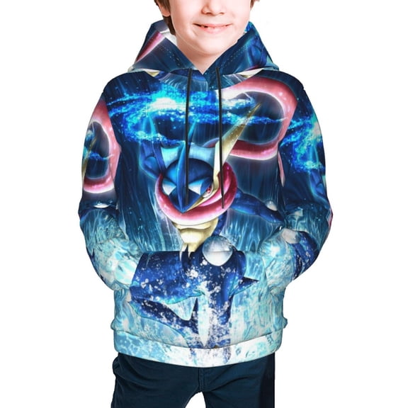 Youth Rare Greninja Hoodies 3D Print Pullover Hooded Sweatshirt With Pocket For Boys Girls Teen Small