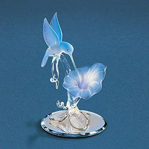 Glass Baron Hummingbird & Blue Flower Glass Figurine