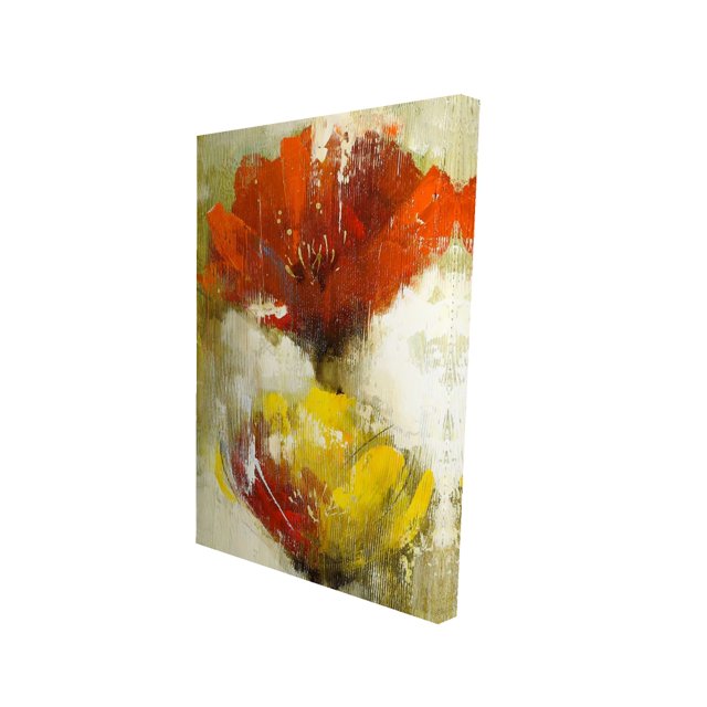 Fleurs Orange et Jaunes - Toile 24"x36 Pouces - Impression à la Demande