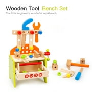 Kids Tool Bench Play Set with Storage, Wooden Tool Bench Toy Kids Workbench for Kids Toddlers Boys Girls Gifts