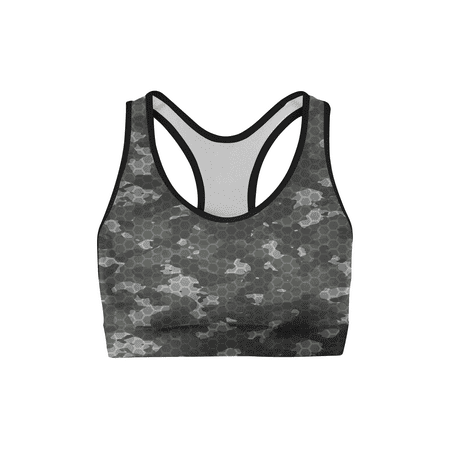 

USA Made Women s Sports Bra For Women Black Hex Camo 100% Lycra Fabric Female
