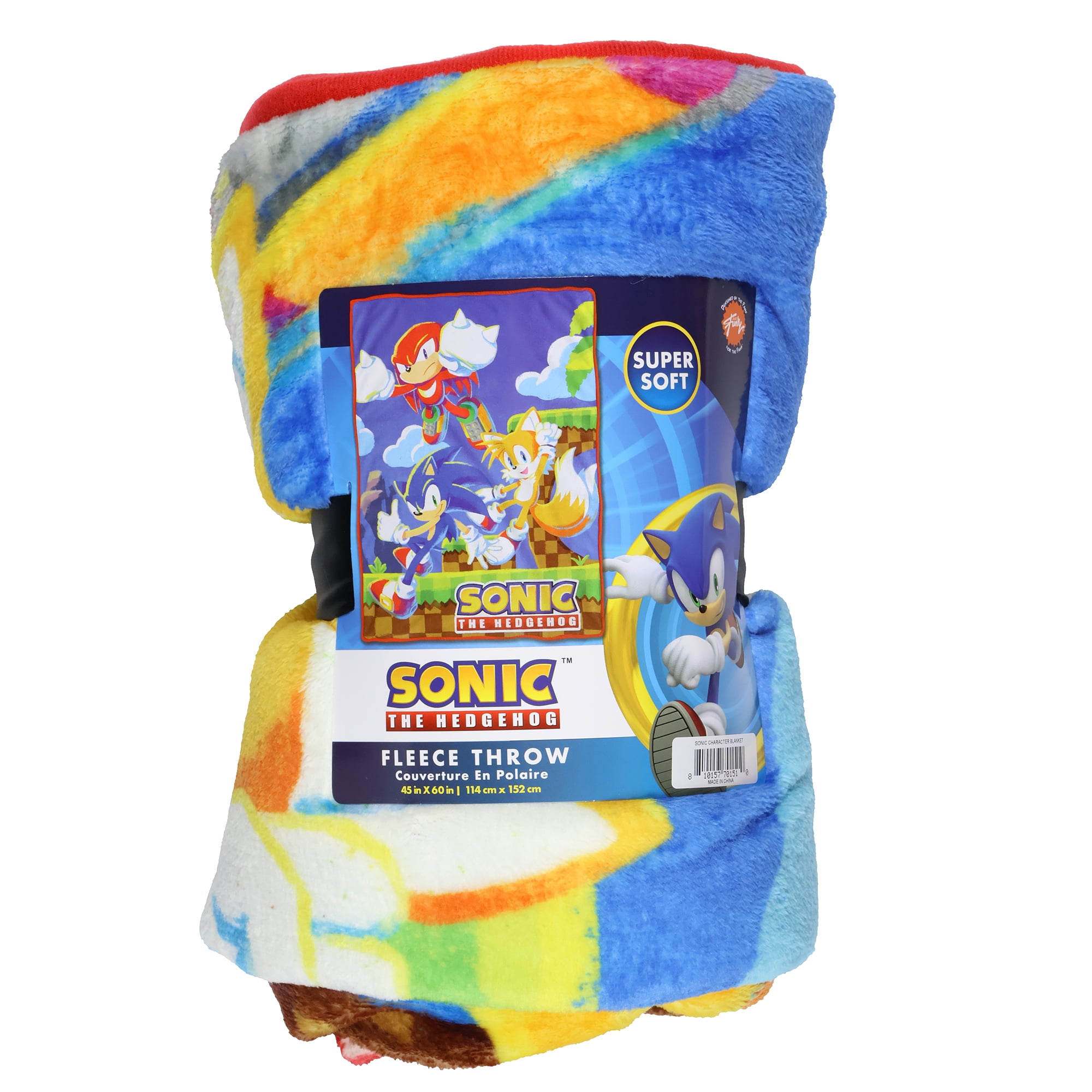 Sonic The Hedgehog Throw Blanket Knuckles Tails And Sonic Classic Design Fleece Blanket 45x60"