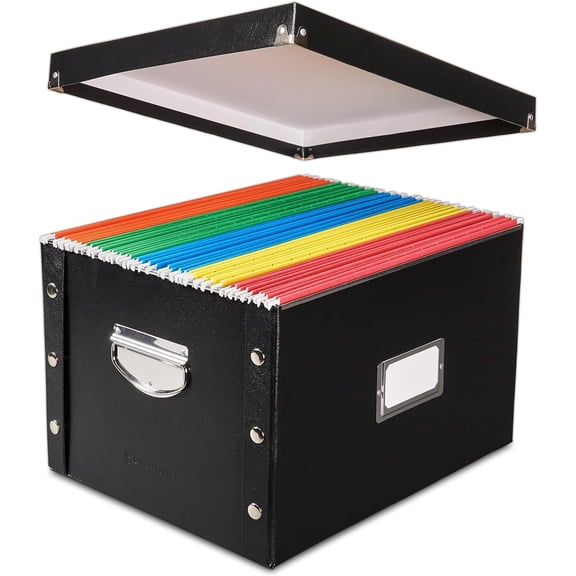 File Storage Box & Organizer Letter/Legal Size Portable File Box with Lid for Documents - Back To School Supplies for Students