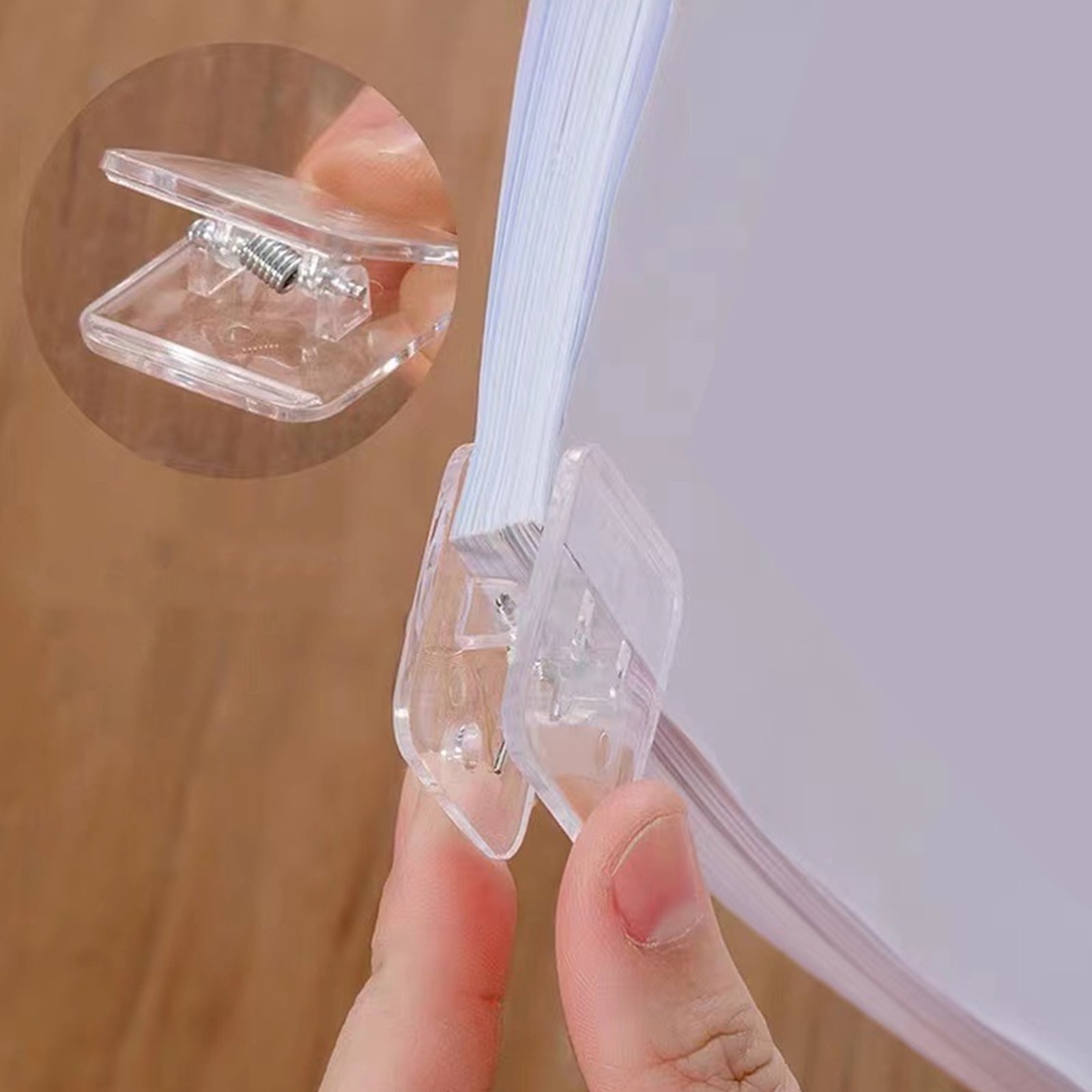 100Pcs Clear Clip File Paper Clamps for Craft Bag Photo Drawing Board Square Colored Paper Clip for Kitchen