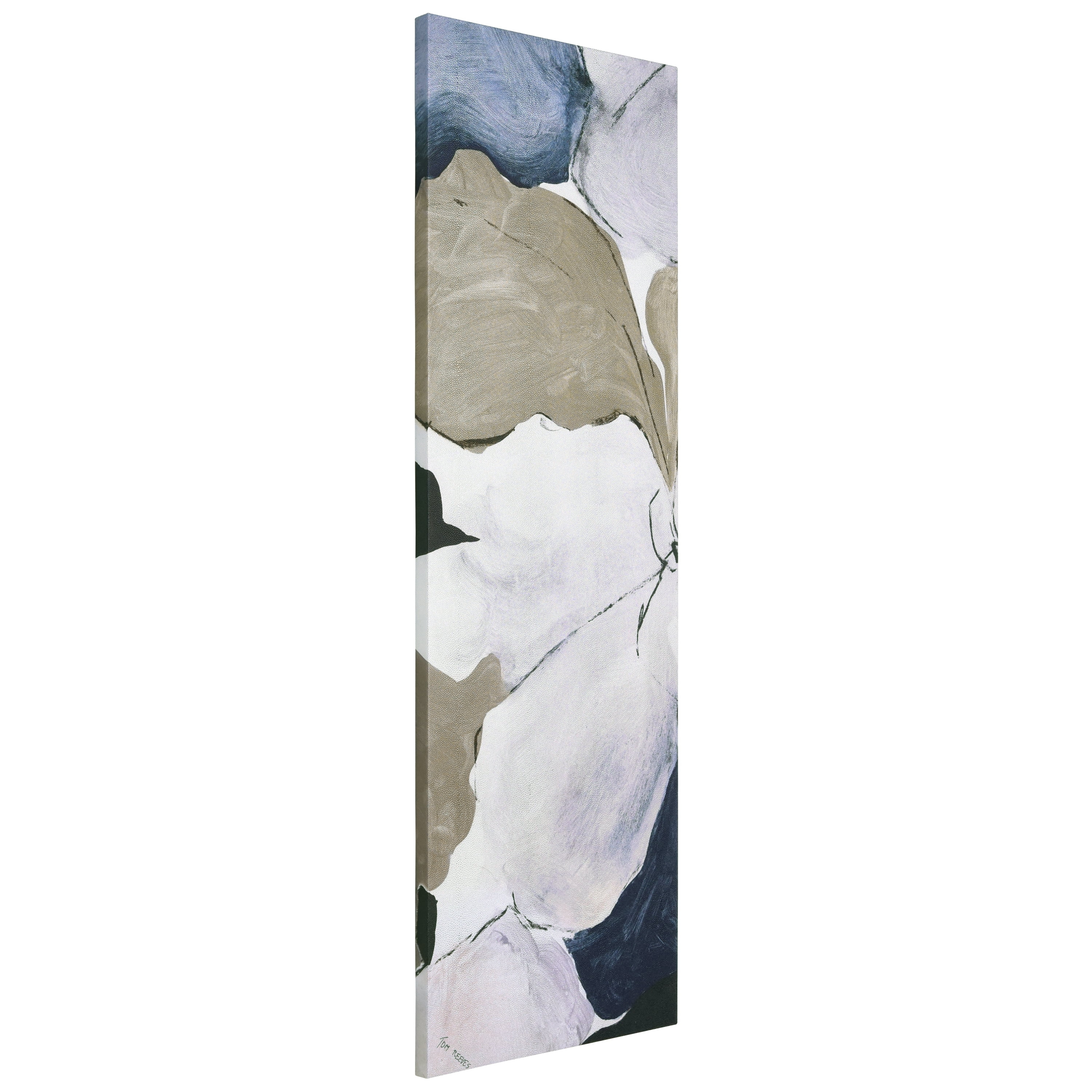 "Floral Serenity I", Flower Abstract Artwork on Silver Shagreen Wrapped Canvas Wall Art, sized 72"x22"