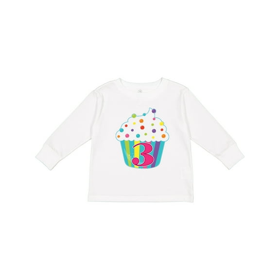 Inktastic 3rd Birthday Cupcake Boys or Girls Long Sleeve Toddler T-Shirt