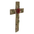 thumbnail image 4 of Rustic Western Rose of Sharon Red Rose Stalk With Green Petals Wall Cross Decor, 4 of 9