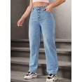 thumbnail image 2 of aPAY Jeans for Women Long Denim High Waisted Pants  Retro Classic Multi Button Closure  Regular Size, 2 of 6