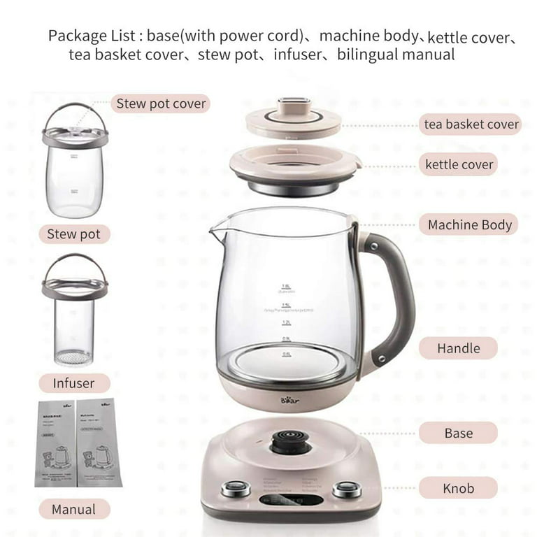Bear 1.5 Quarts Stainless Steel Electric Tea Kettle & Reviews