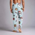 thumbnail image 5 of Wutalume Men's Drawstring Pocket Cuffed Casual Pants with Festive Christmas Print, Soft Home Sleep Pants for Holiday Season and Cozy Nights,Light Blue M, 5 of 7