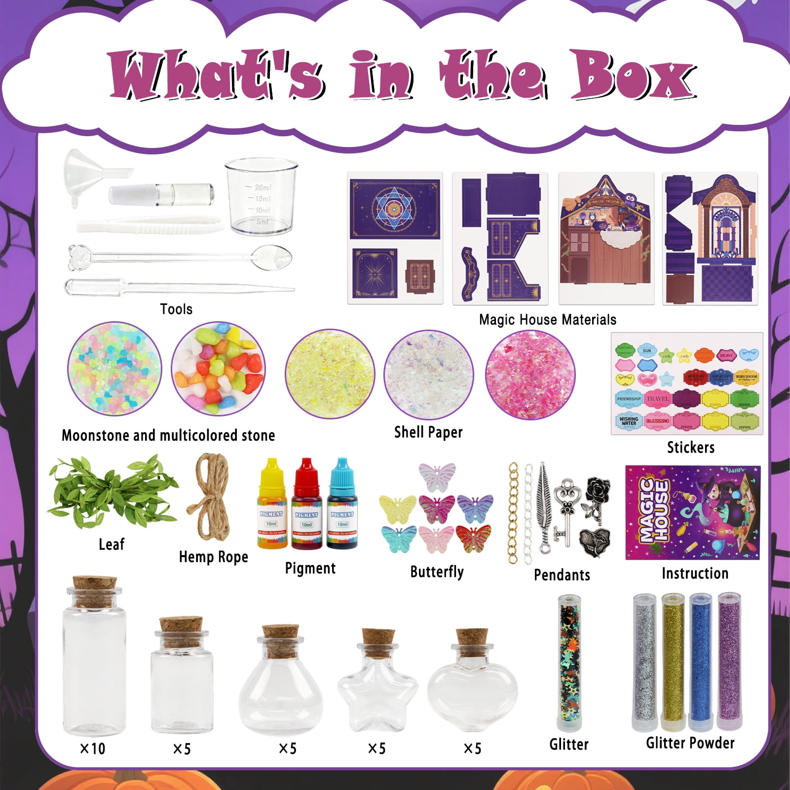 KiddiTouch Fairy Potion Kit with DIY Magical House, 30 Bottles Magic Potions Making Kits for Kids, Creative Toy Birthday Gift for Girls and Boys Age 6 7 8 9 10 11 12 Years