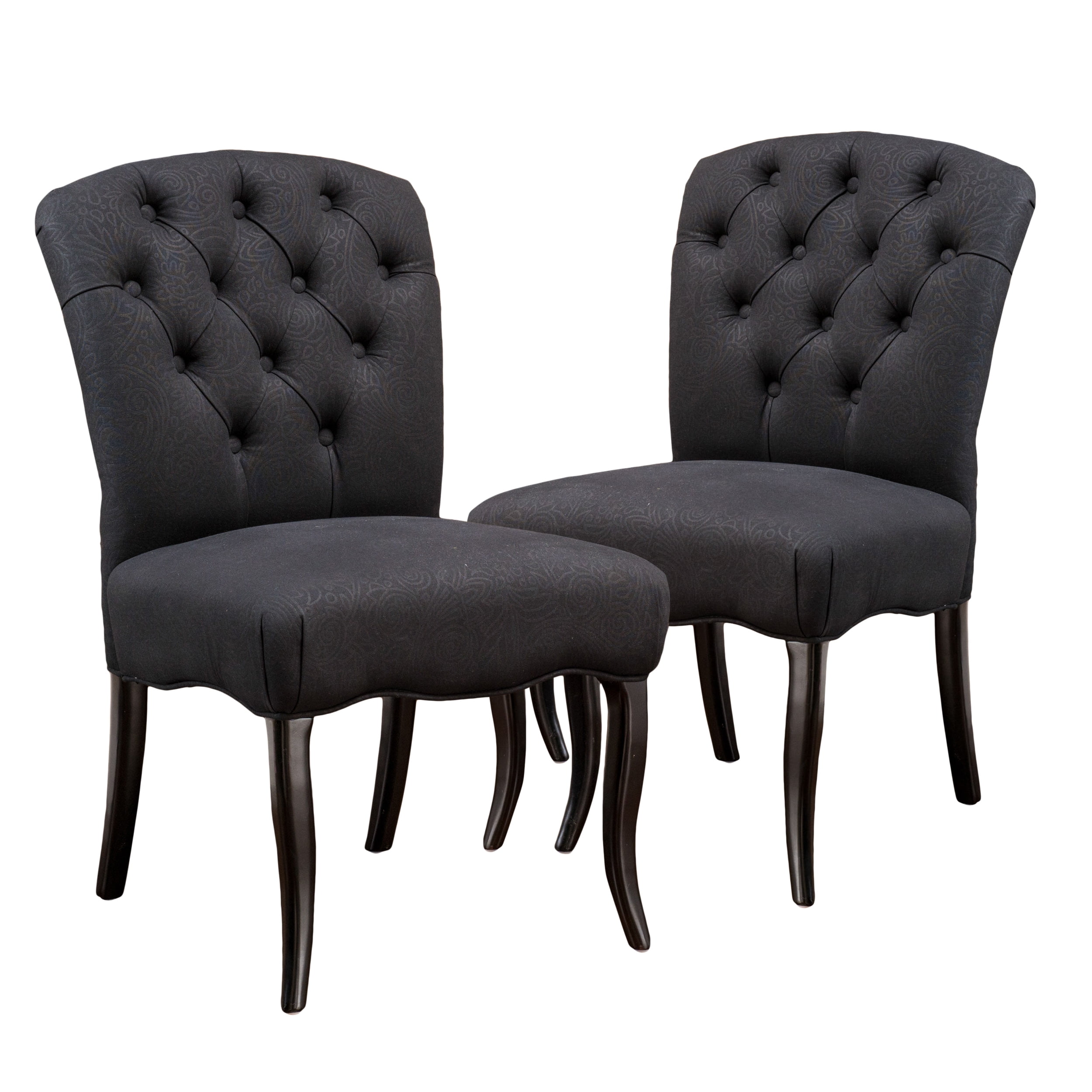 Mckenzie Black Scroll Fabric Dining Chairs (Set Of 2)
