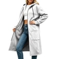 thumbnail image 3 of HappyYEE Midlength Hoodie Jackets for Women, Casual Hooded Drawstring Zipper Sweatshirt Coat, Long Sleeve Loose Outer Tops with Pockets, 3 of 8
