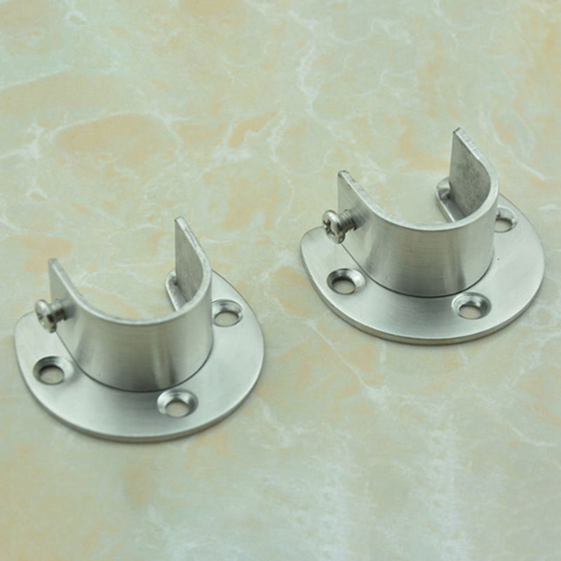 3X Stainless Steel Closet Closet Bracket, U-Shaped Open Socket Bracket, Shower Curtain Rod End Support Sleeve Flange
