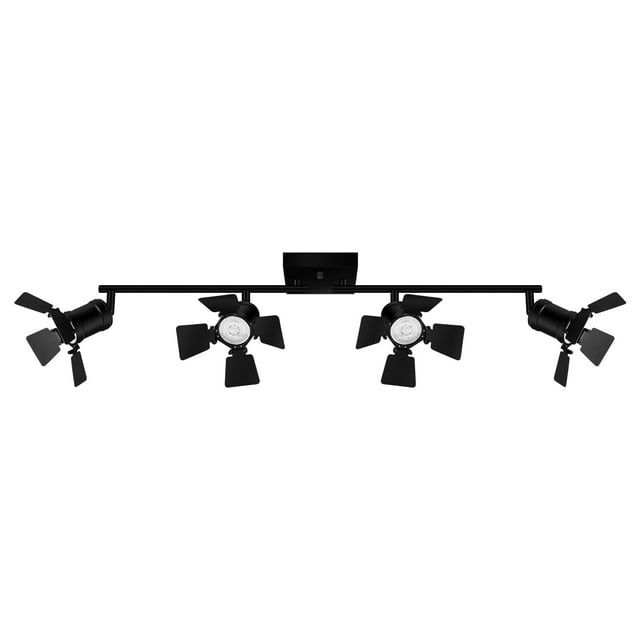 Bricosmocon 4 Light Track Lighting Fixtures Ceiling, Black Track Lighting with Rotatable Heads, Vintage Industrial Ceiling Spotlight Light for Kitche