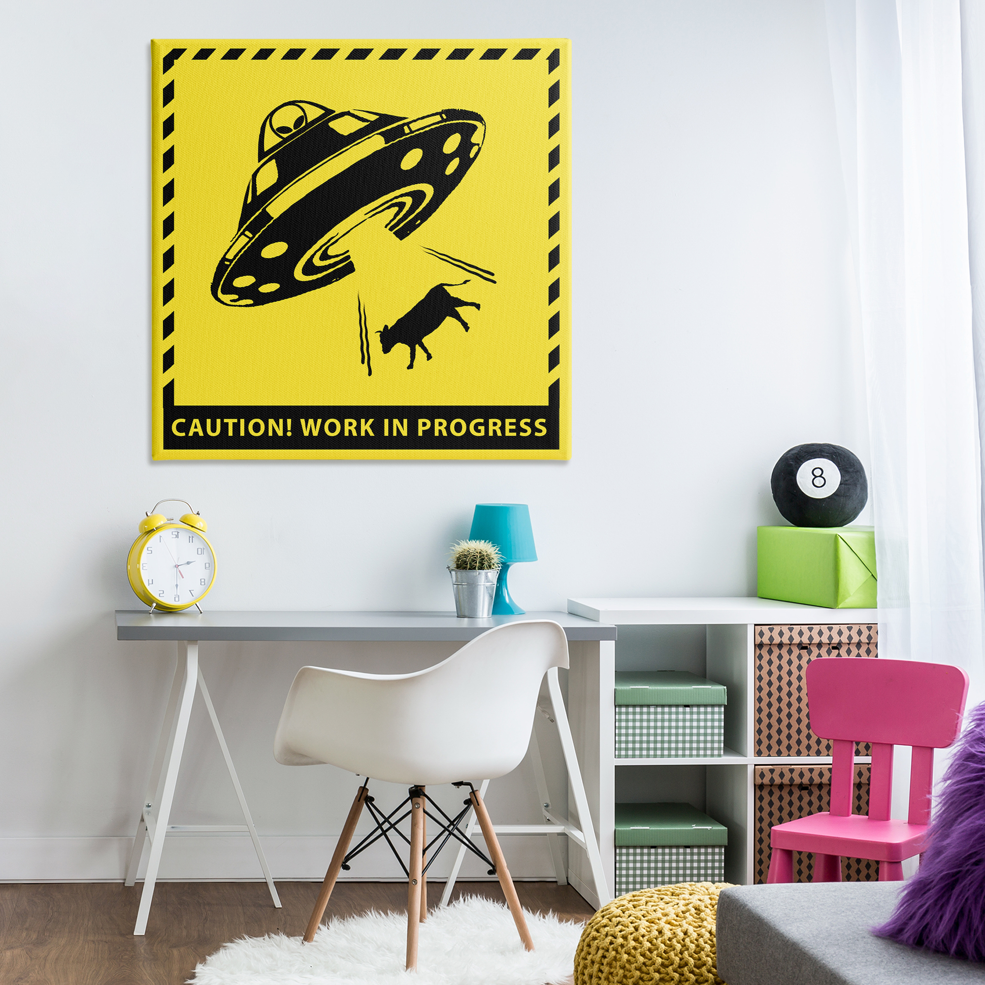 Stupell Industries Work In Progress UFO Novelty & Humor Painting Wrapped Canvas Art Print Wall Art, 36 x 36