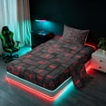 thumbnail image 2 of Manfei Futuristic 3D Square Twin Sheets, Neon Glow Bedding, Black Red, Black Reversible 3 Pieces1 Flat Sheet + 1 Fitted Sheet + 1 Pillowcase, 2 of 6