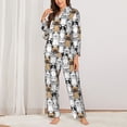 thumbnail image 2 of Balery French Bulldog 2 Conjunto de Pijama con Estampado para Mujer, Conjunto de Dos Piezas con Manga Larga, Ropa de Dormir Suave con Bolsillos, Pijamas Cómodos-Large, 2 of 7